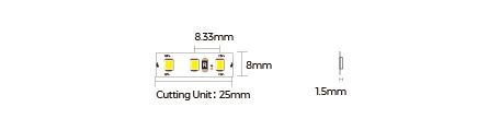 LED strip COLORS 120-2835-12V-IP33 9.6W 805Lm 3000K 5m (DJ120-12V-8mm-WW9) photo