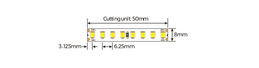 LED tape COLORS 160-2835-24V-IP20 13W 2000Lm 6000K 5m (DR8160-24V-10mm-W) photo