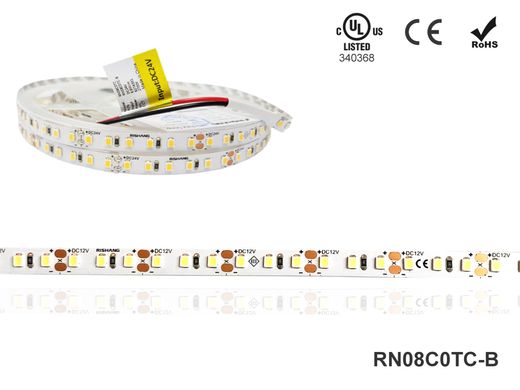 LED стрічка RISHANG 120-2835-24V-IP20 8,6W 818Lm 3000K 50м (RN08C0TC-B-WW_50) фото
