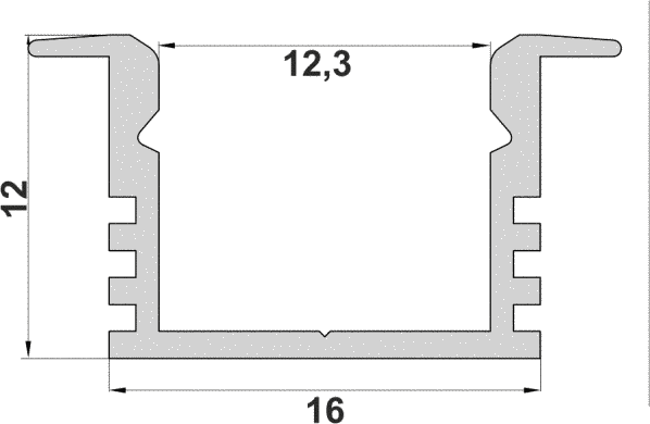 LED-профіль врізний анодований, 2 метра (ЛПВ12е_1)