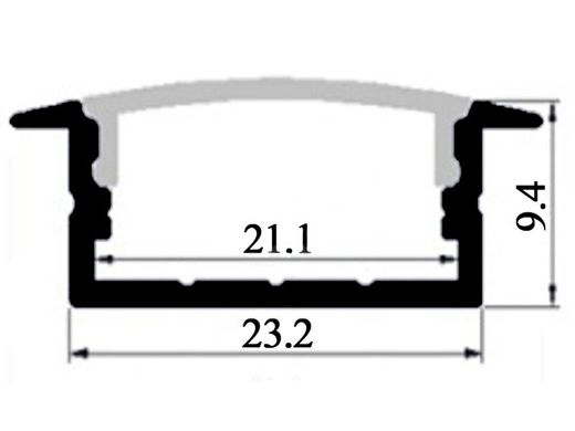 LED-профіль врізний, 2 метра (ЛПВ23_2)