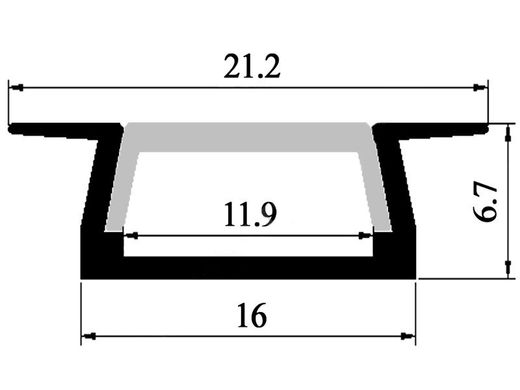 LED-профіль врізний, 2 метра (ЛПВ6)
