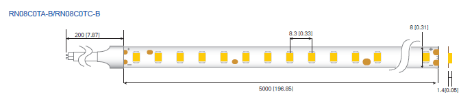 LED лента RISHANG 120-2835-24V-IP20 8,6W Yellow 5м (RN08C0TC-B-Y) фото