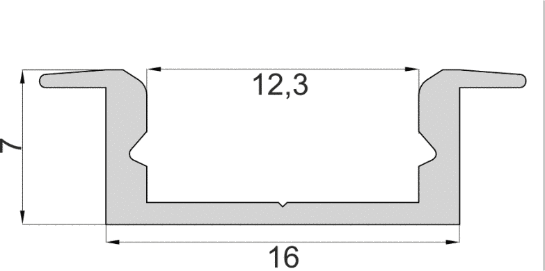 LED profile recessed anodized economy, 2 meters (LPV7e_1)