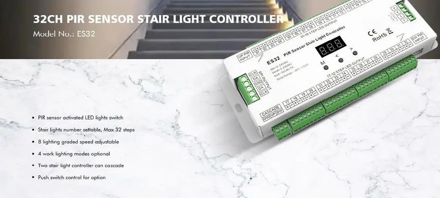 LED controller with PIR sensor DEYA 5-24VDC, 1A*32CH (ES32) photo