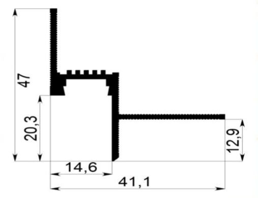 Профіль тіньового шва з LED для стелі, з розсіювачем 14х20, 3 метри (LPT14)