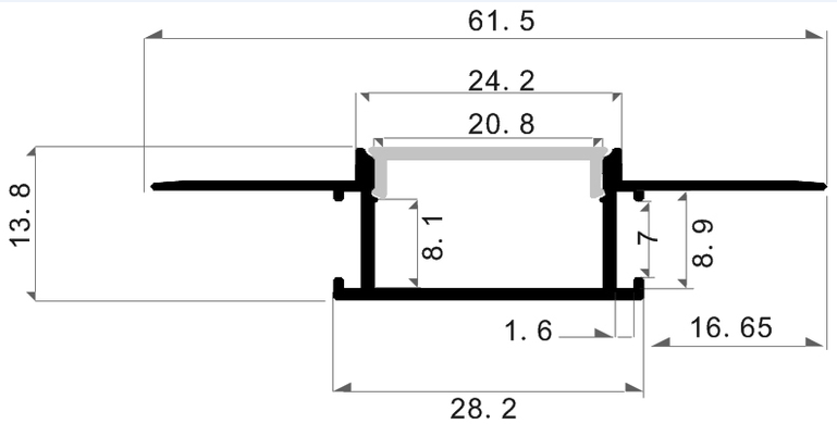 LED-профіль врізний під штукатурку, 3 метра (ЛПШ20_3)
