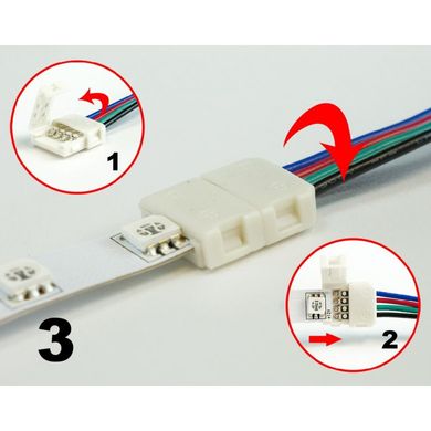 Конектор PROLUM™ для LED стрічки 10 мм, RGB + 2 затискача