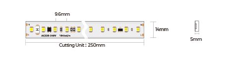 LED стрічка COLORS 104-2835-220V-IP65 10.6W 900Lm 2850K 50м (H8104-230V-12mm-WW) фото