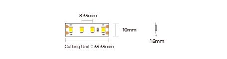 LED стрічка COLORS 120-2835-48V-IP20 8.8W 950Lm 3000K 5м (D8120-48V-10mm-WW) фото