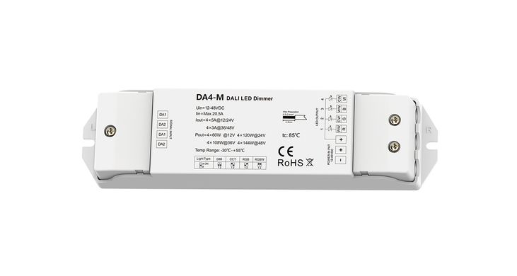 LED-контролерDEYA DALI DT6/DT8 12-48VDC, 5A*4CH (DA4-M) фото