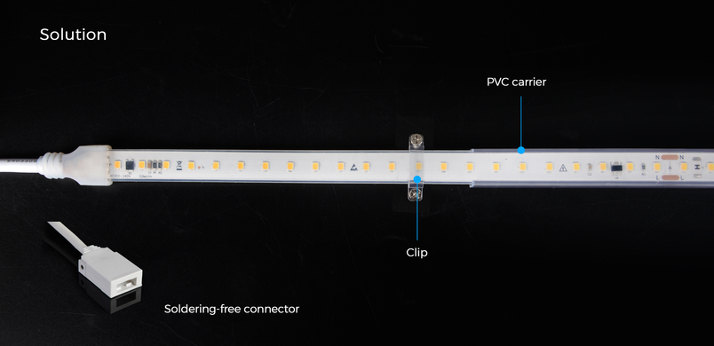 LED стрічка COLORS 52-2835-230V-IP65 5.3W 450Lm 2850K 50м (H852-230V-12mm-WW) фото