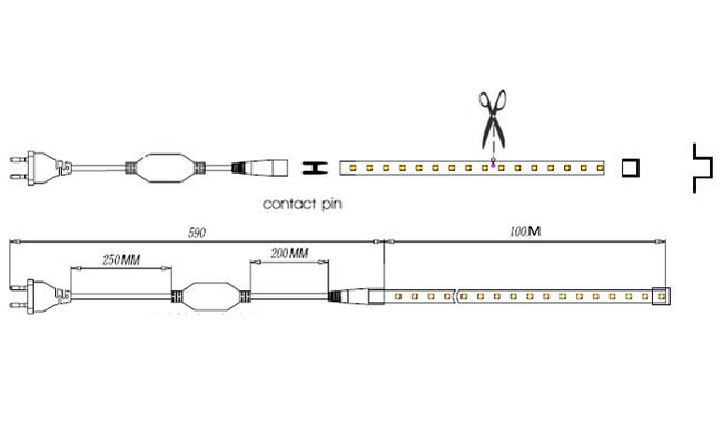 Кабель PROLUM™ для підключення LED стрічки 220V - 8ММ