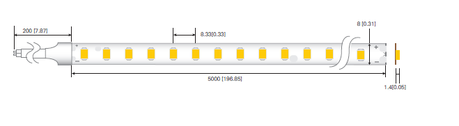 LED лента RISHANG 120-3014-24V-IP20 8.6W 836Lm 3000K 5м (RD08C0GC-WW) фото