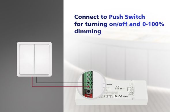 LED-контролер DEYA 12-48VDC, 6A*5CH, PUSH-DIM (V5-L(WT)) фото