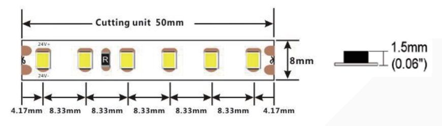 LED стрічка COLORS 120-2835-24V-IP20 8.4W 795Lm 3500K 5м (D8120-24V-8mm-PW) фото