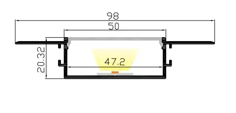 LED-профіль MLG під шпаклівку LD9820 з розсіювачем, 2 метра