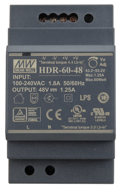 Блок питания Mean Well на DIN-рейку 60W DC48V (HDR-60-48) фото