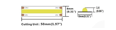 LED стрічка COLORS COB-24V-IP20 9.6W 1000Lm 6500K 5м (DRF10-24V-8mm-W) фото