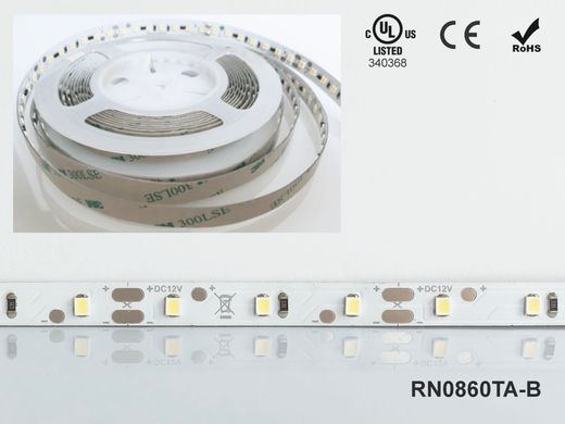 LED стрічка RISHANG 60-2835-12V-IP20 5,5W 454Lm 2700K 5м (RN0860TA-B-SW) фото