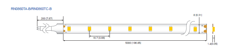 LED стрічка RISHANG 60-2835-12V-IP20 5,5W 454Lm 2700K 5м (RN0860TA-B-SW) фото