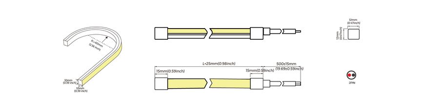 Гибкий неон COLORS 24V-IP65 8,8W 670Lm 2700K 5м (NJT1010-SW)