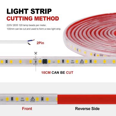 LED strip PROLUM™ 220V; 2835\120; IP67; 8 mm; Series "S", Warm White (2800-3200K) photo