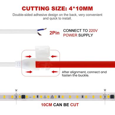 LED strip PROLUM™ 220V; 2835\120; IP67; 8 mm; Series "S", Warm White (2800-3200K) photo