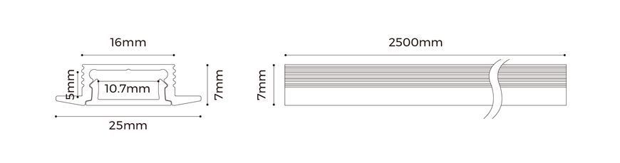 LED-профиль врезной анодированный черный COLORS 2,5 метра (LE2507_2,5(black))