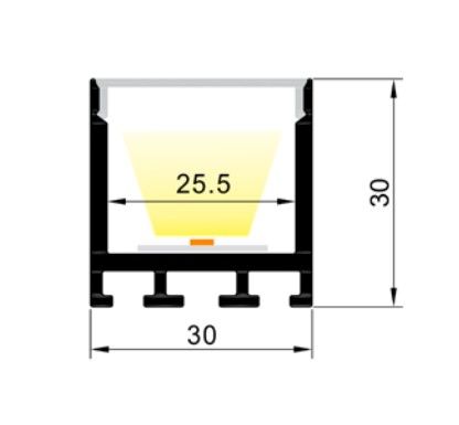 LED-profile MLG suspended LP3030F with diffuser, 2 meters