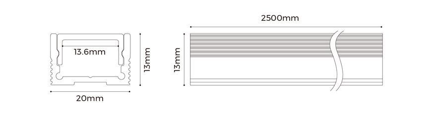 LED-профиль врезной анодированный COLORS 2.5 метра (LS2013_2,5)
