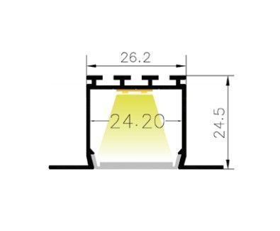 LED-профіль ALUMLED врізний LT46251 з розсіювачем, 2 метра