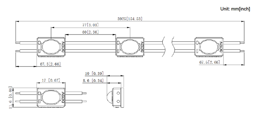 ​​​​​​​Светодиодный LED-модуль Rishang 160&deg; 1-2835-12V-IP65 30Lm 0.24W 6000K (M911TA-W)