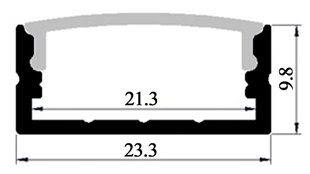 LED-профіль накладний широкий, 2 метра (ЛП23_2)