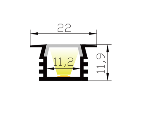 MLG recessed LED profile LP2212 with diffuser, 2 meters