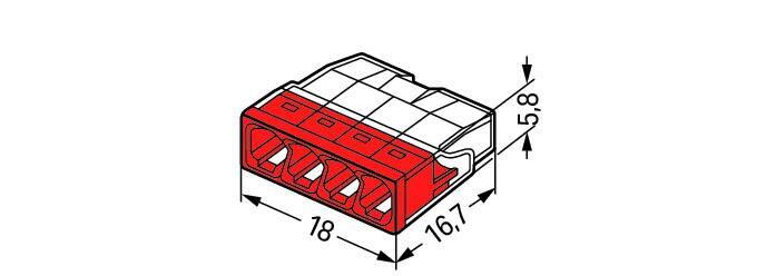 З'єднувач COMPACT WAGO 4-х дротовий для твердих провідників (2273-204)