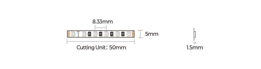 LED стрічка COLORS 120-3838-24V-IP33 7.5W RGB 5м (DA120RGB-24V-5mm) фото