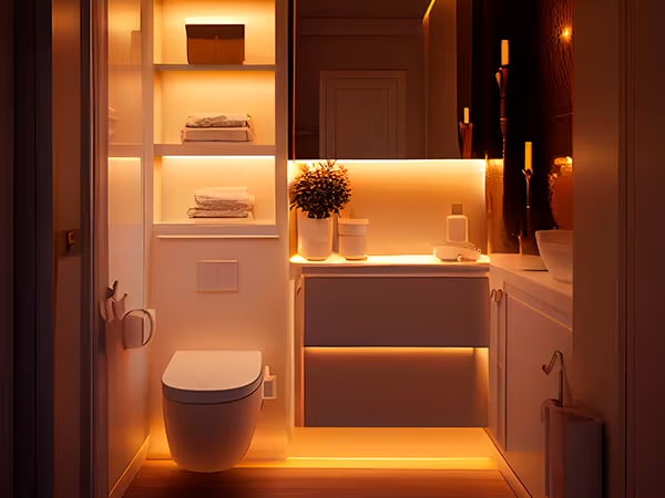 Bathroom lighting design using LED strips
