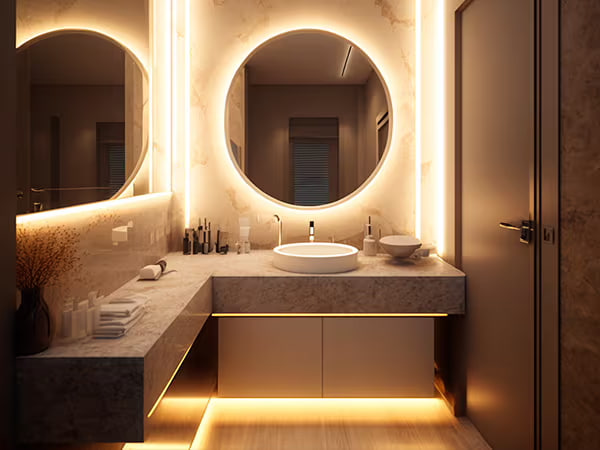 Modern bathroom lighting design ideas using LED lamps